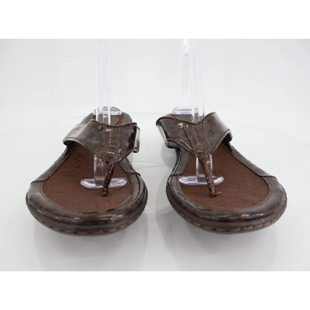 Born BOC Thong Sandals Women's Size 10 42 Leopard Patent Faux Leather Slides